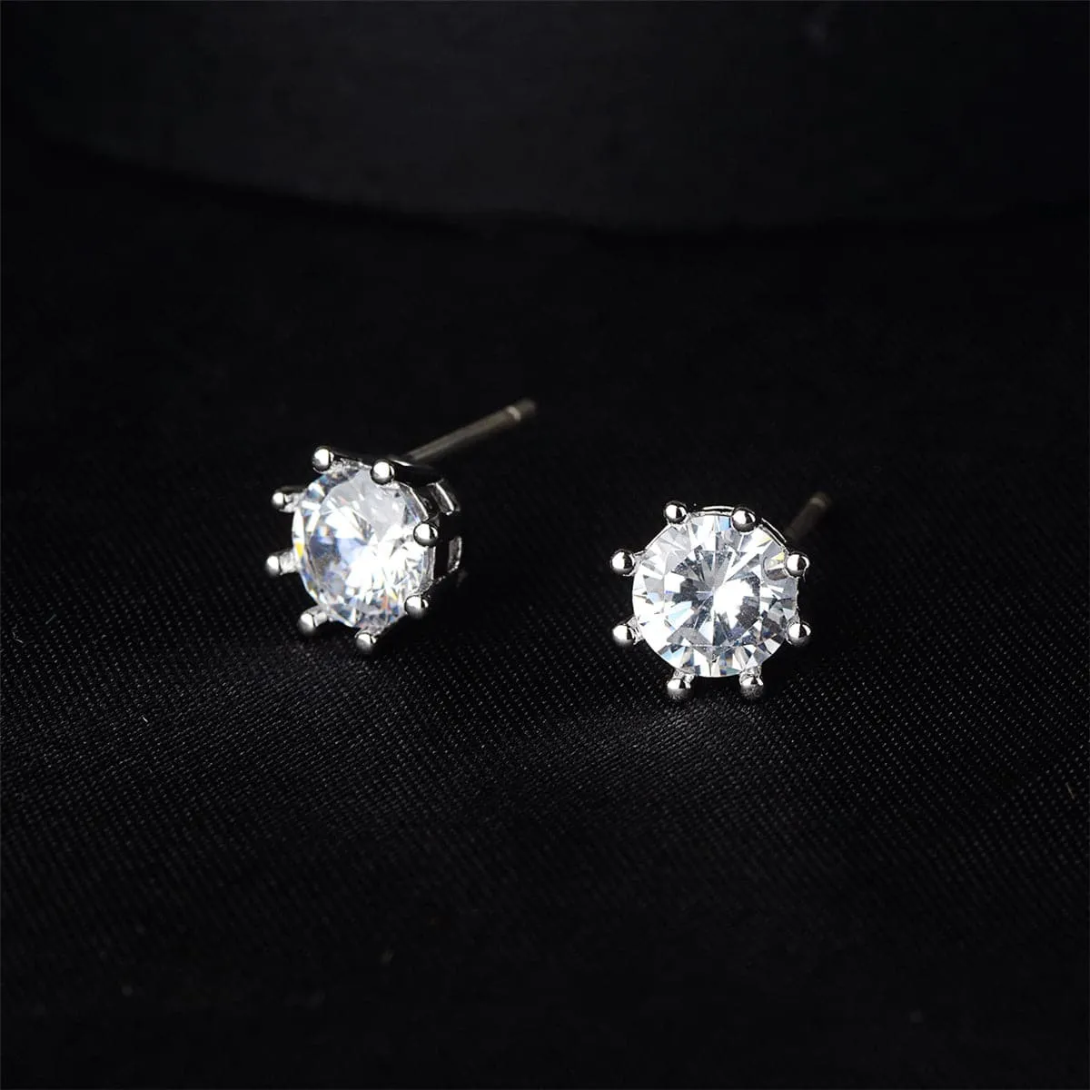 Cubic Zirconia & Silver-Plated Leaf Chain Drop Earrings