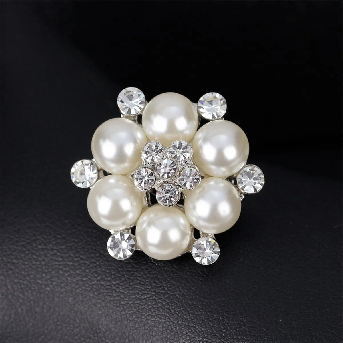 Cubic Zirconia & Silver-Plated Tiny Flower Brooch
