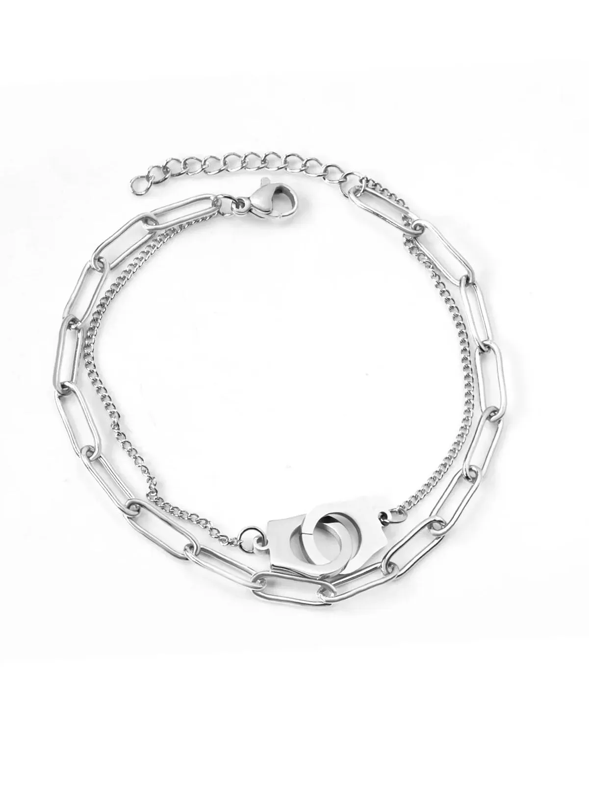 Cuff Charm Clip Chain Bracelet - Silver -  FD ⚡