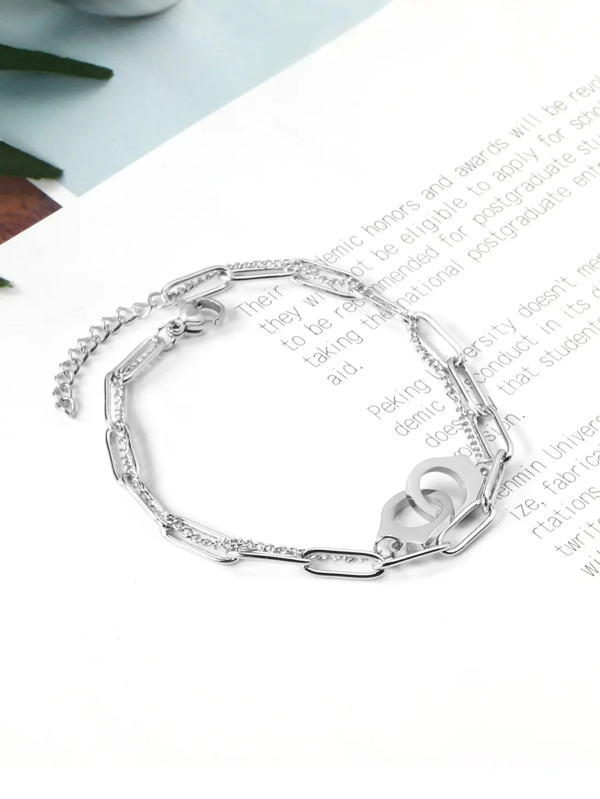 Cuff Charm Clip Chain Bracelet - Silver -  FD ⚡