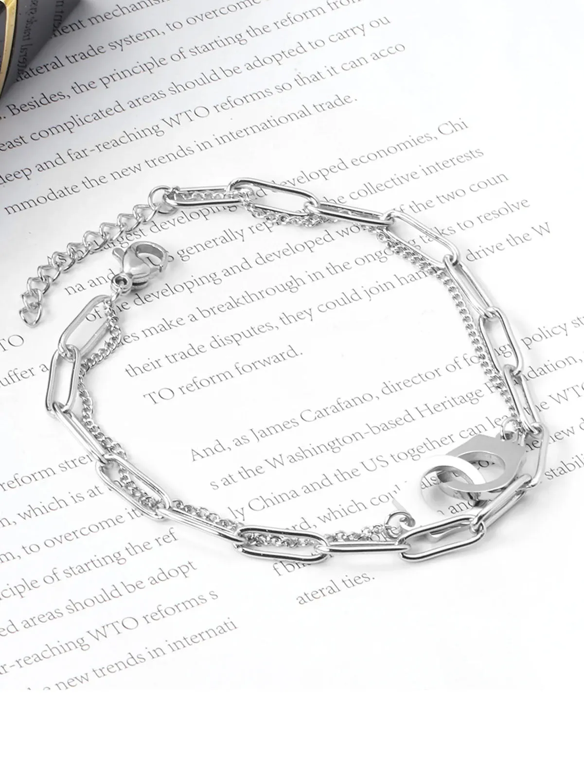 Cuff Charm Clip Chain Bracelet - Silver -  FD ⚡