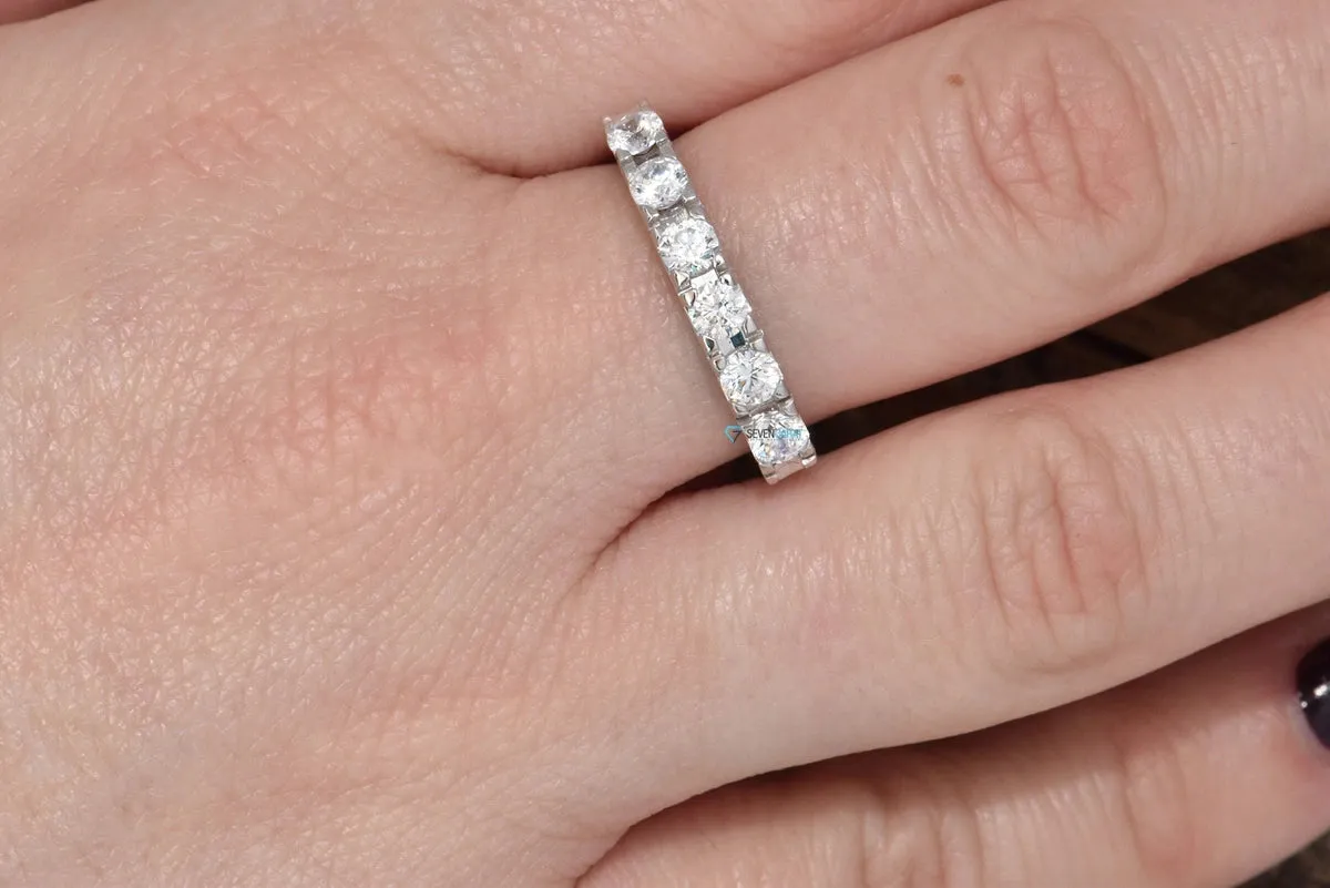 Curved ring-Cluster wedding band-Eternity Wedding Band-Diamond ring-Diamond Band-Stacking gold rings-Half-Eternity Ring-Wedding ring