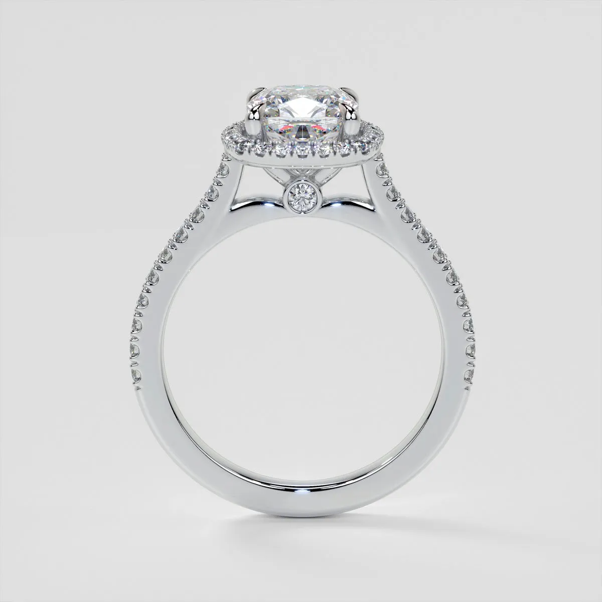Cushion Cut Halo Style Wedding Set With Accents