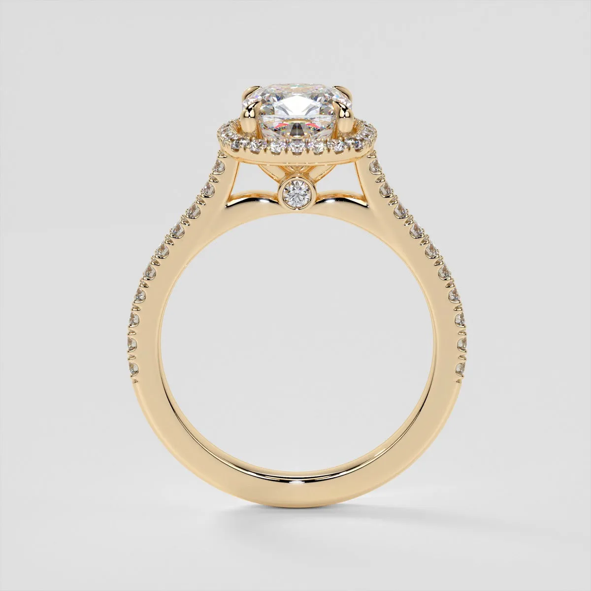 Cushion Cut Halo Style Wedding Set With Accents