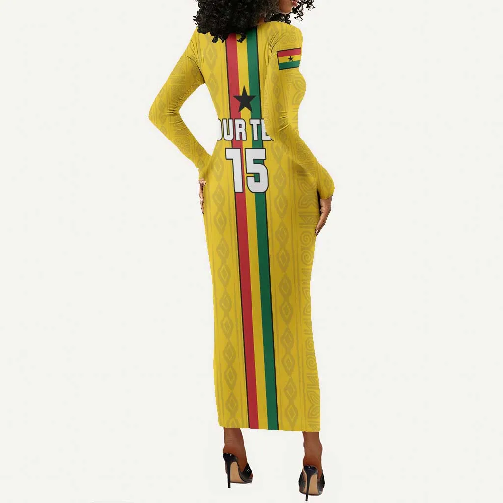 Custom Ghana Football Long Sleeve Bodycon Dress We Are Champions LT15