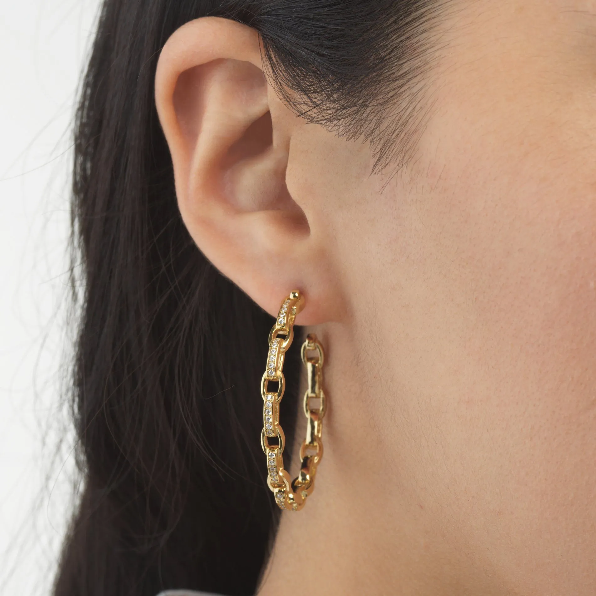 CZ Chain Hoop Earring
