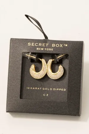 CZ Pave J Hoop Earrings