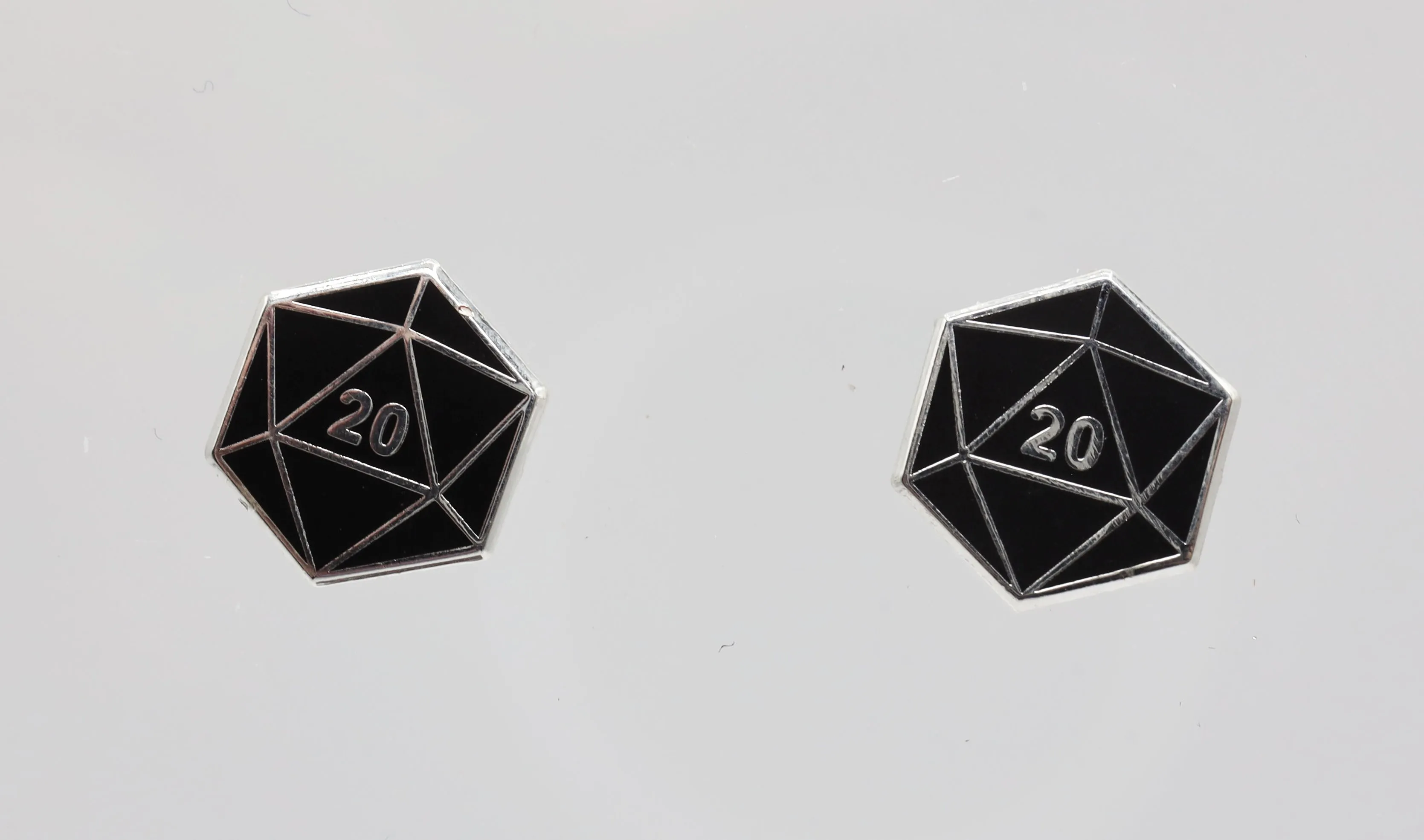 D20 Stud Earrings: Black