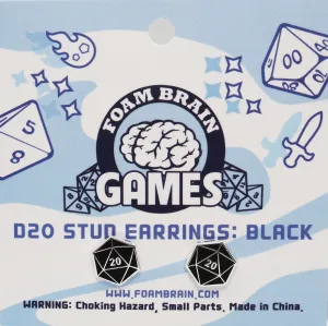 D20 Stud Earrings: Black