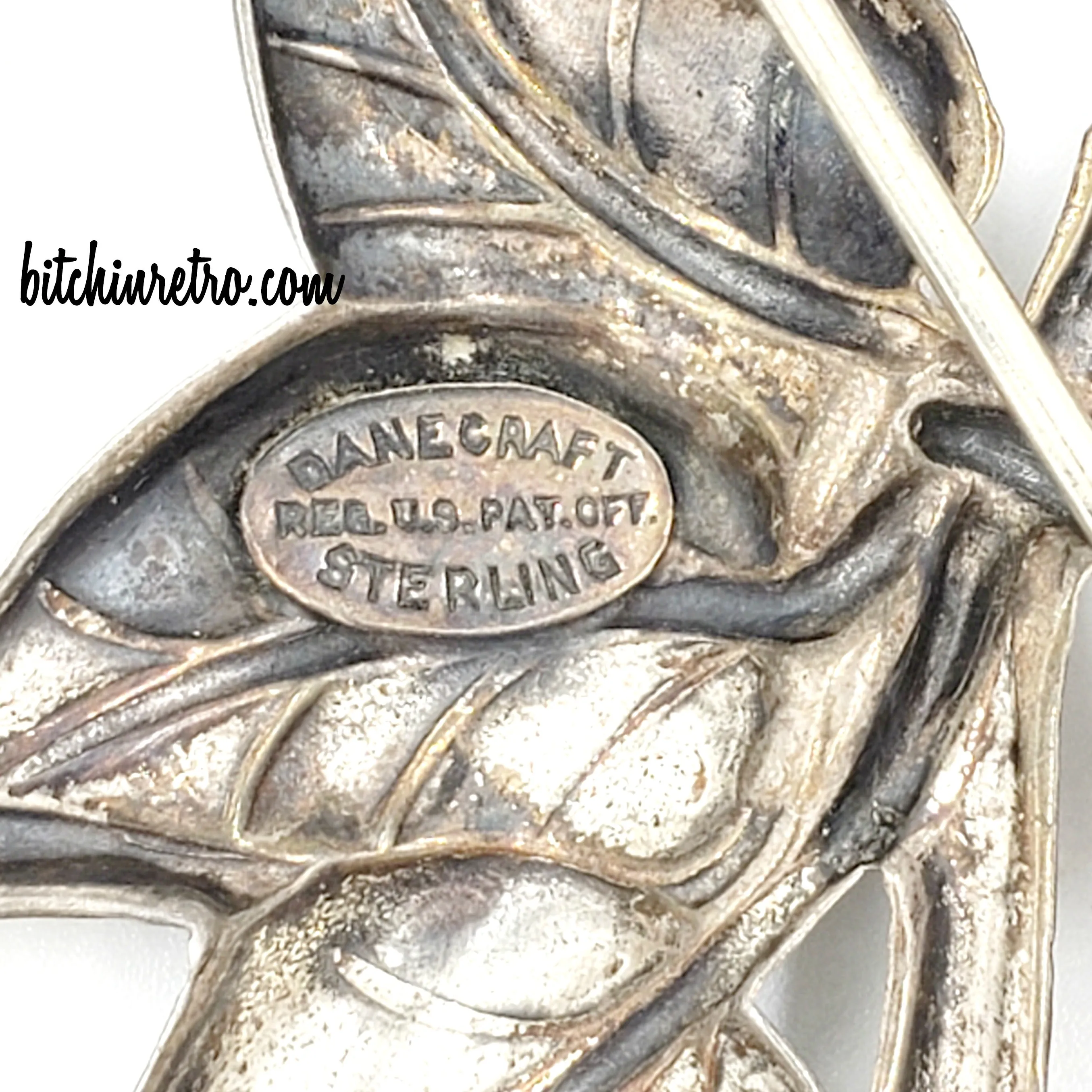 Danecraft Vintage Sterling Silver Repousse Floral Brooch