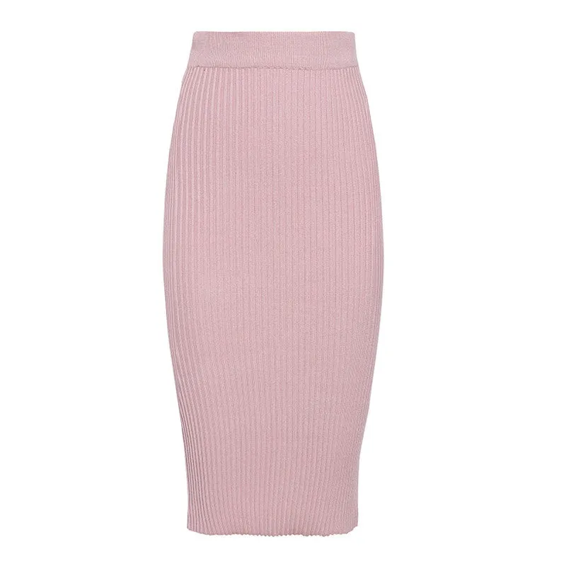 Deep V-neck Elegant Sweater and Bodycon Midi Dresses Two-piece Set