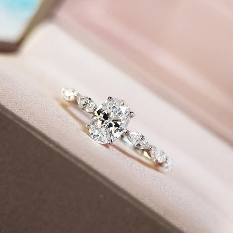 Delicate AAA Zircon Silver Women Engagement Ring Wedding Jewelry