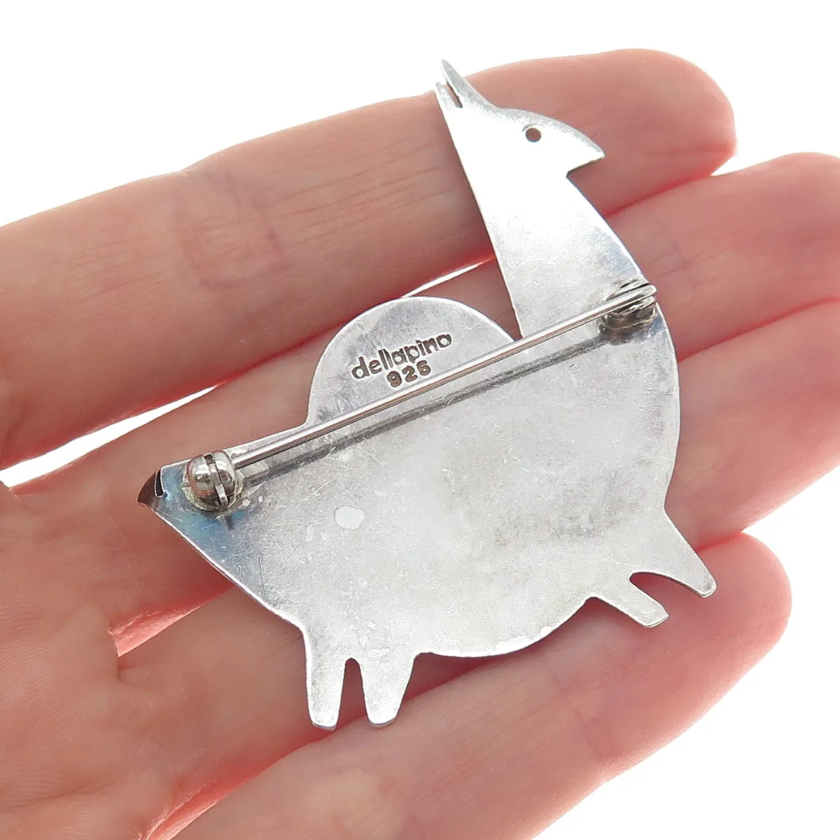 DELLAPINA 925 Sterling Silver Vintage Real Azurite Peruvian Llama Pin Brooch