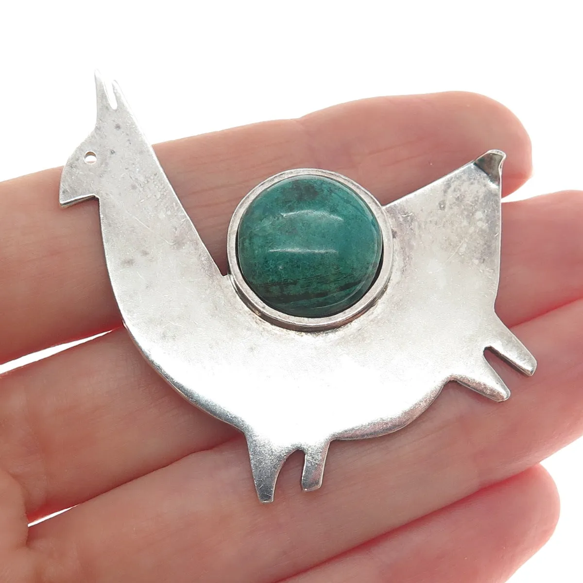 DELLAPINA 925 Sterling Silver Vintage Real Azurite Peruvian Llama Pin Brooch