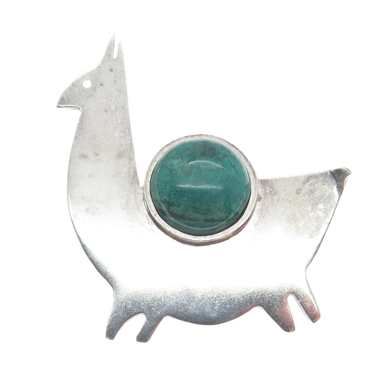 DELLAPINA 925 Sterling Silver Vintage Real Azurite Peruvian Llama Pin Brooch