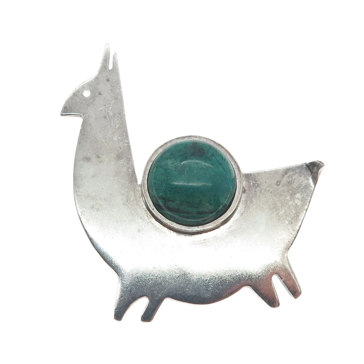 DELLAPINA 925 Sterling Silver Vintage Real Azurite Peruvian Llama Pin Brooch