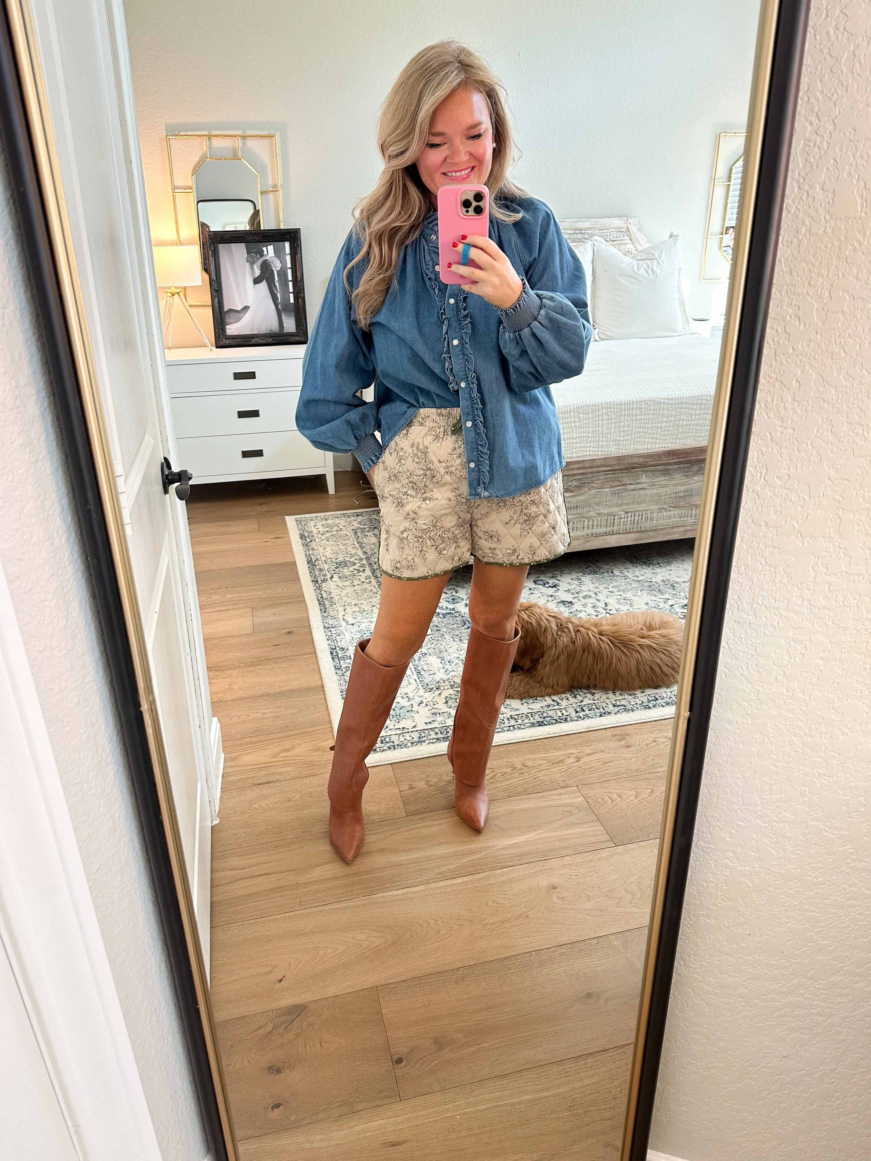 Denim Ruffle Blouse