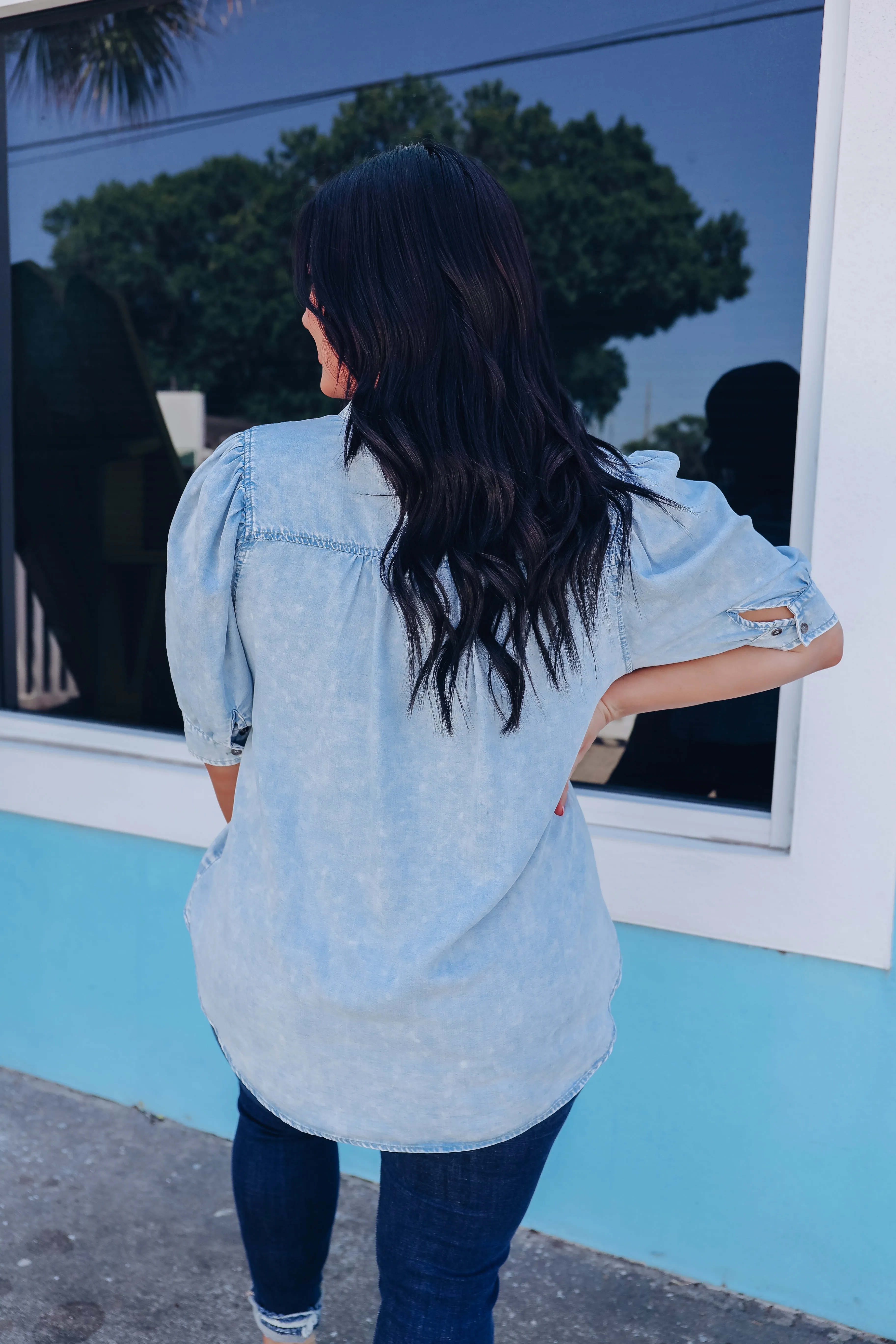Denise Chambray Denim Blouse - Light