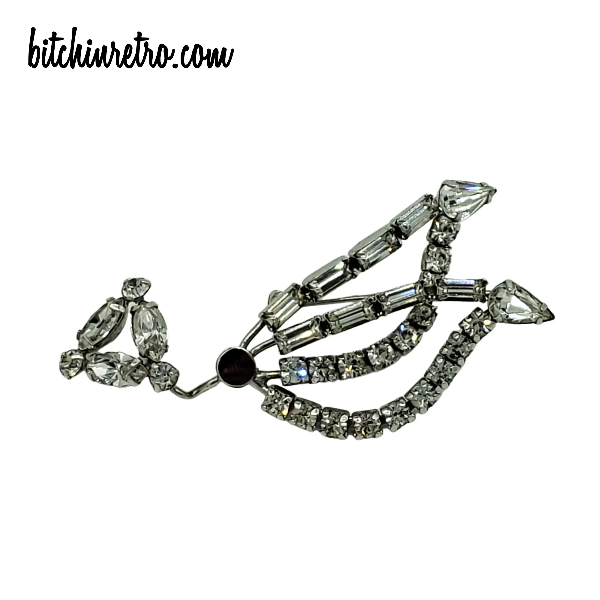 D'eri Sterling Silver & Rhinestone Vintage Brooch or Pendant