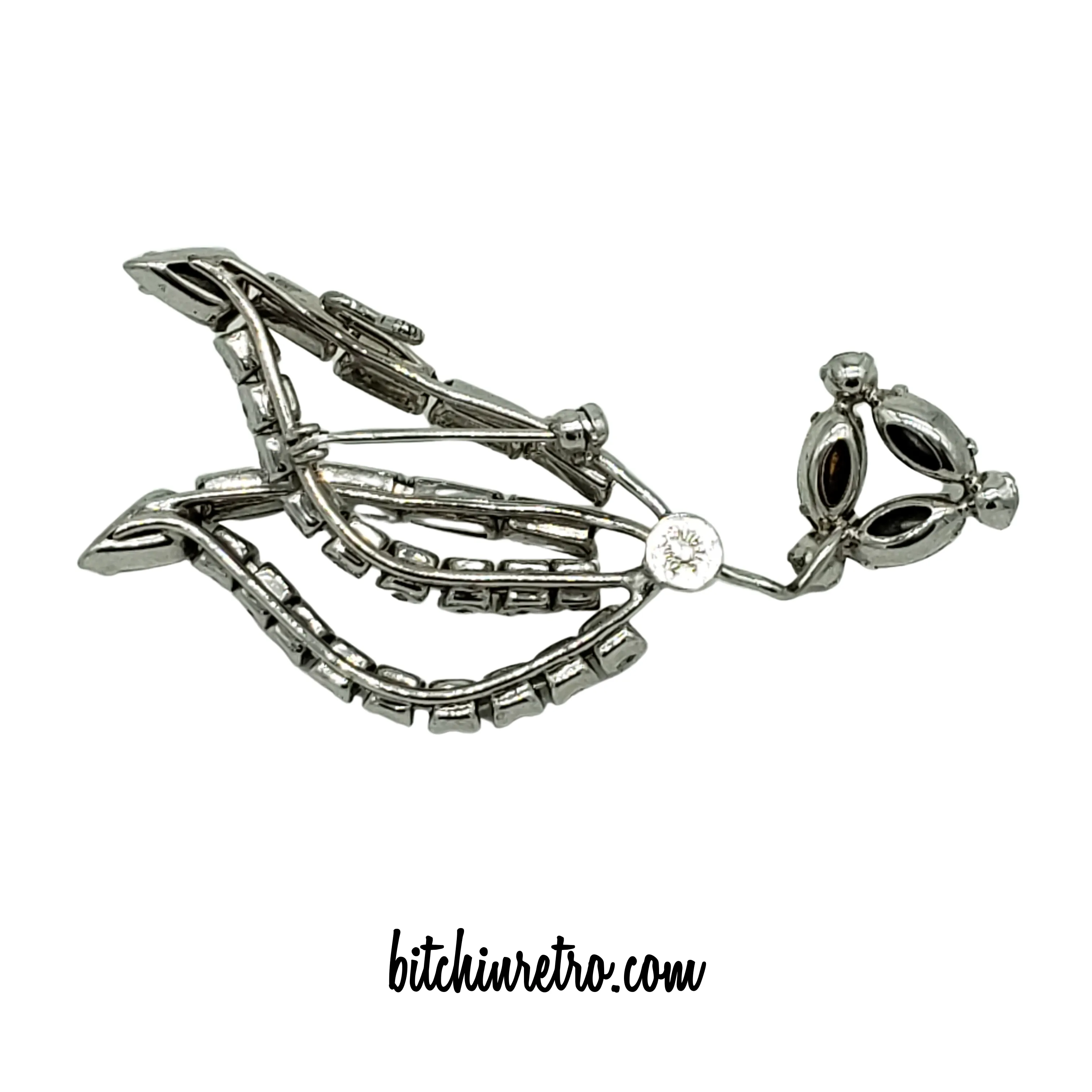 D'eri Sterling Silver & Rhinestone Vintage Brooch or Pendant