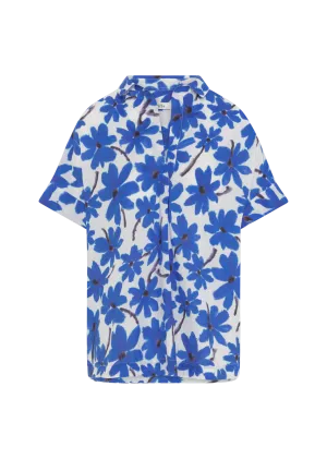 DERRY NEW BLUE FLOWER PRINT COTTON BLOUSE