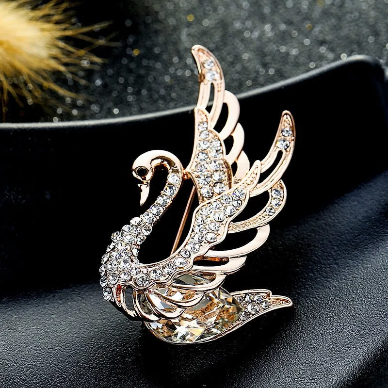Design Camellia Crystal Zircon Rose Flower Brooch