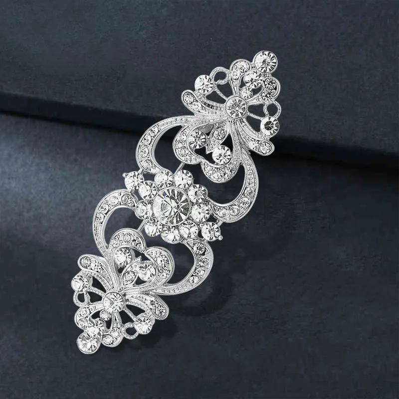 Design Camellia Crystal Zircon Rose Flower Brooch