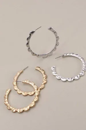 Designed Edge Hoop Earrings