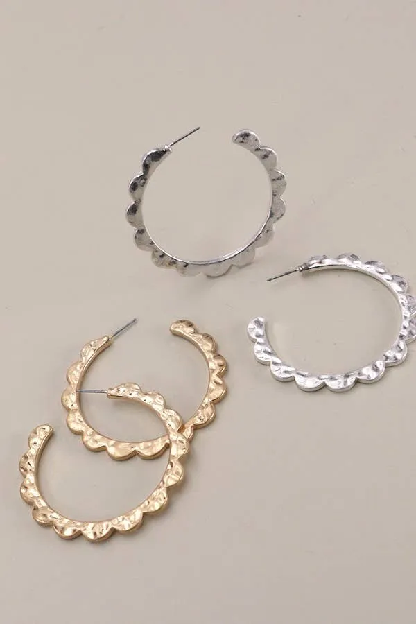 Designed Edge Hoop Earrings