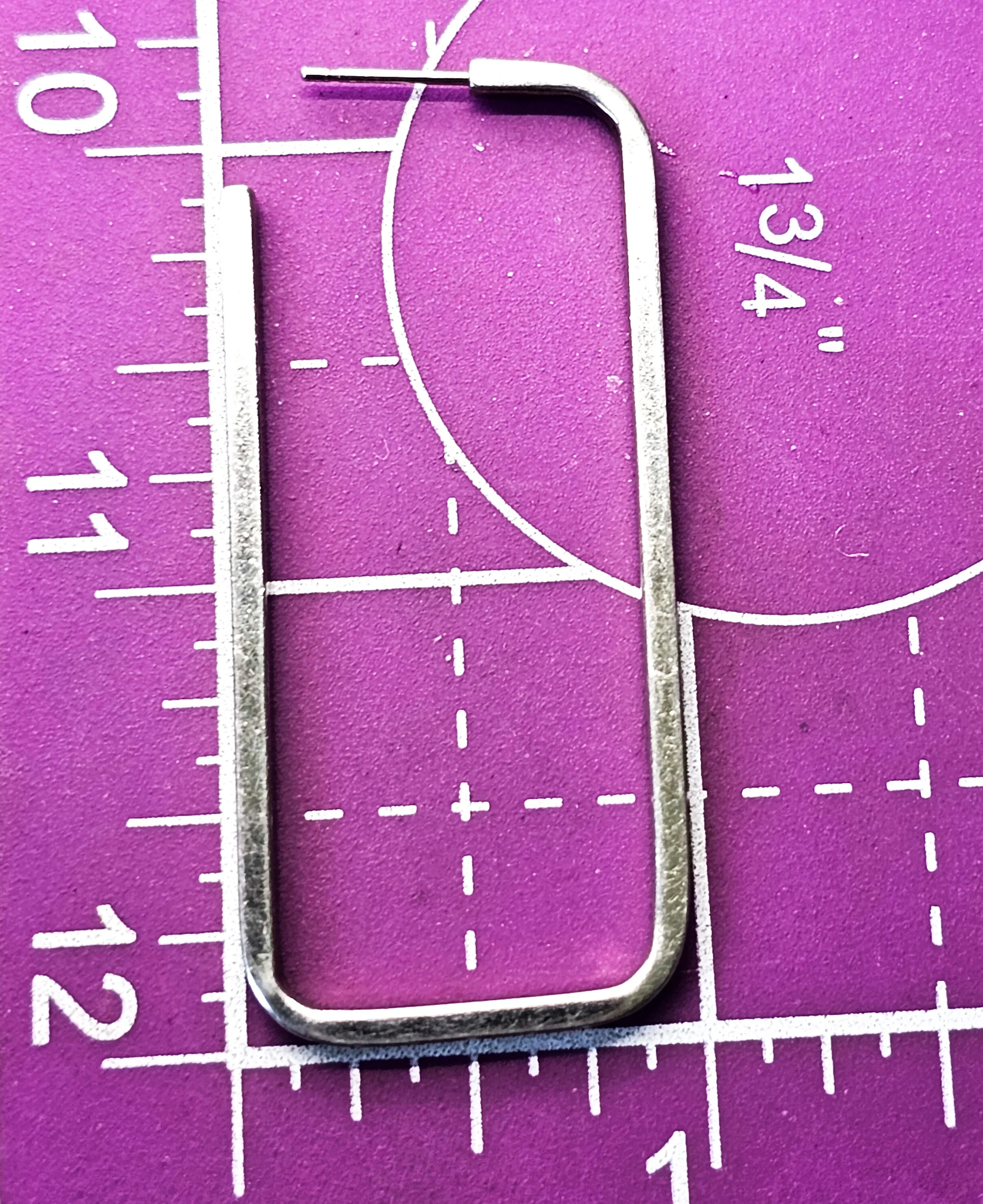 Designer Birks Rectangle hoop large sterling silver signed retro vintage earrings KL