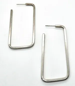 Designer Birks Rectangle hoop large sterling silver signed retro vintage earrings KL