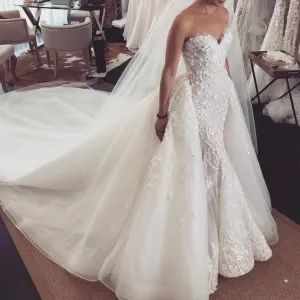 detachable skirt wedding dresses ball gown 2020 lace appliqué sweetheart neck elegant wedding gowns 2021