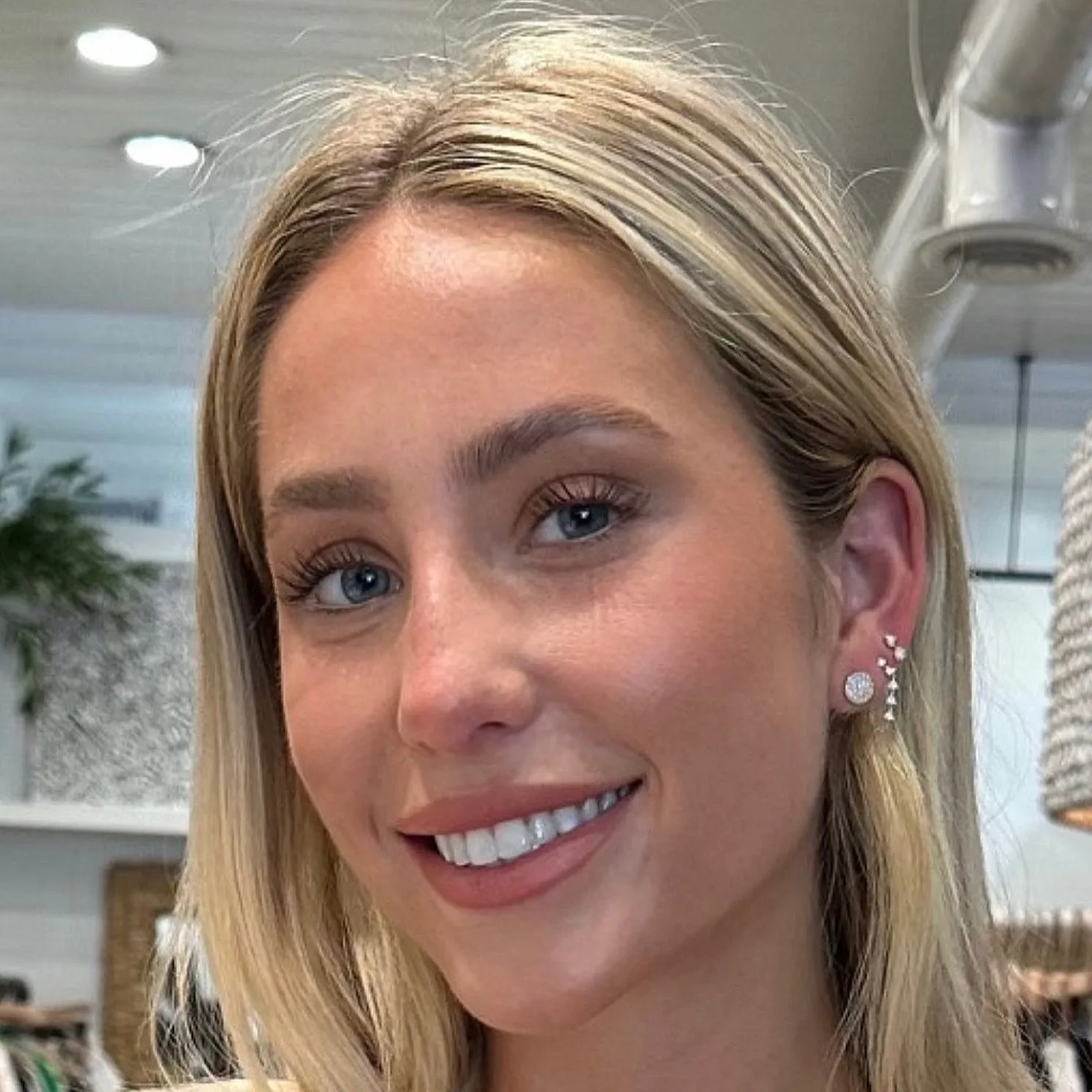 Diamond Disc Stud Earrings