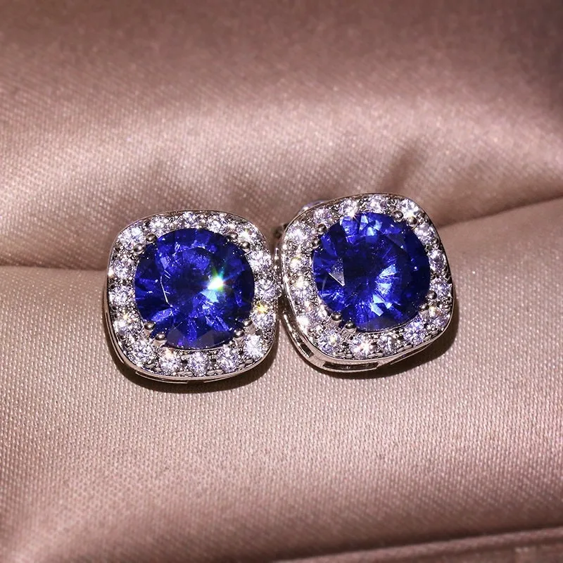 Diamond Earrings | Diamond Ear Studs | Womens Ruby Earrings | Earrings with Diamonds | Pink Diamond Earrings | Blue Diamond Earrings