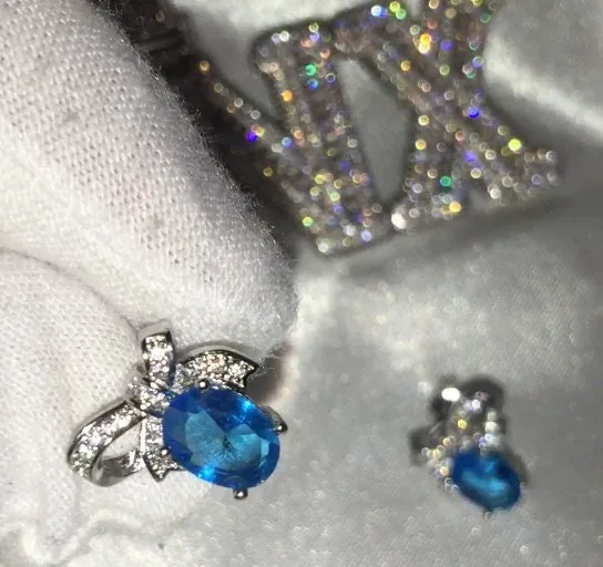 Diamond Earrings | Womens Earrings | Diamond Ear Studs | Womens Stud Earrings | Aquamarine Earrings | Blue Diamond Earrings | Mens Ear Studs