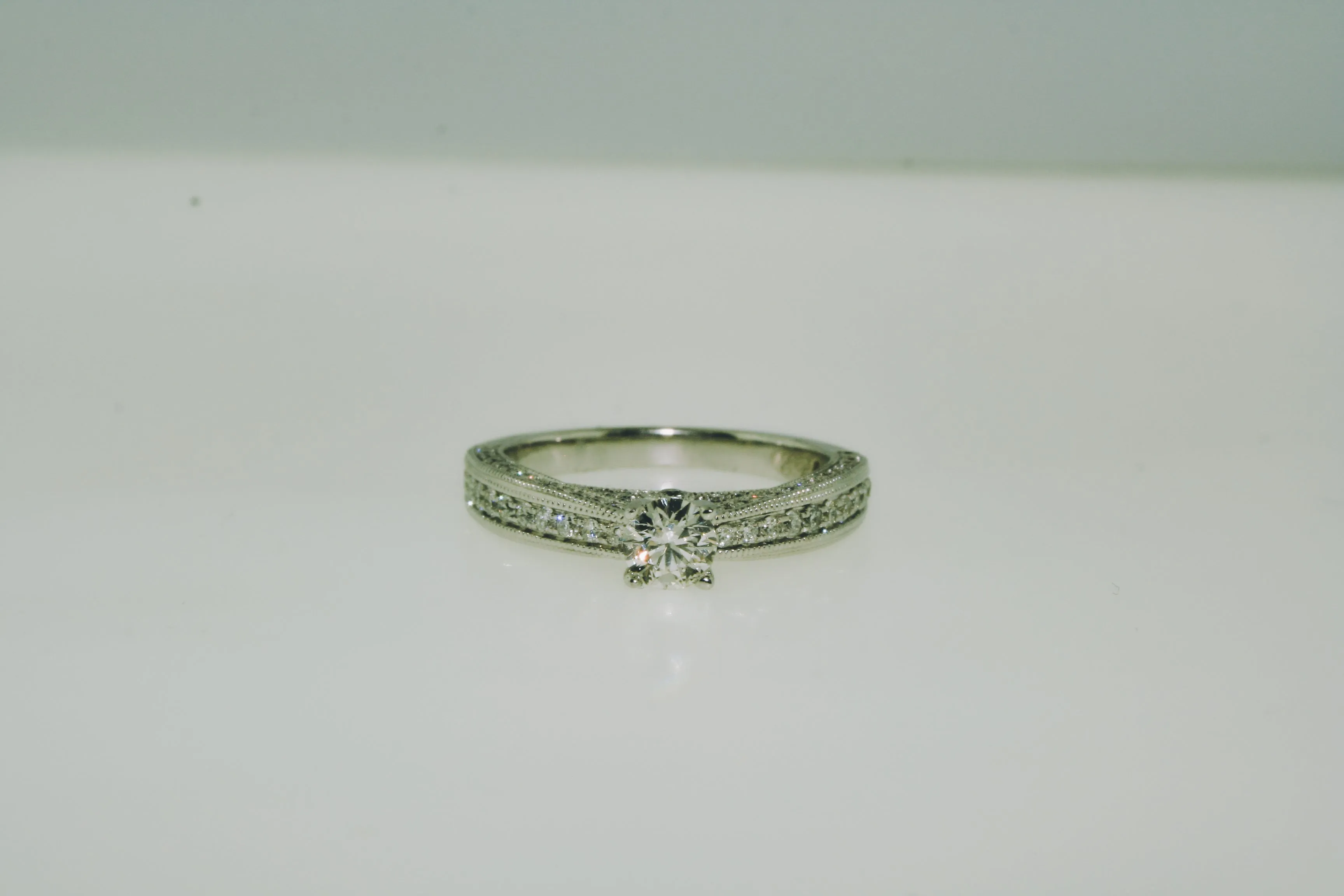 Diamond Engagement Ring Set in 14K White Gold