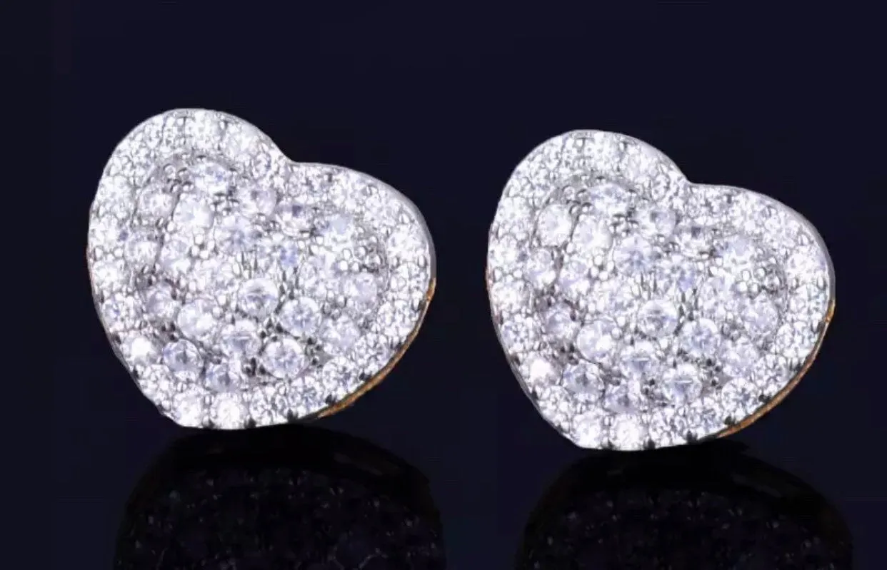 Diamond heart stud earrings
