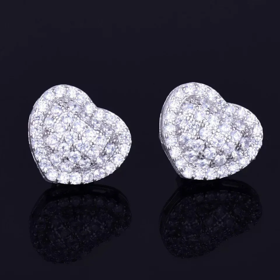 Diamond heart stud earrings