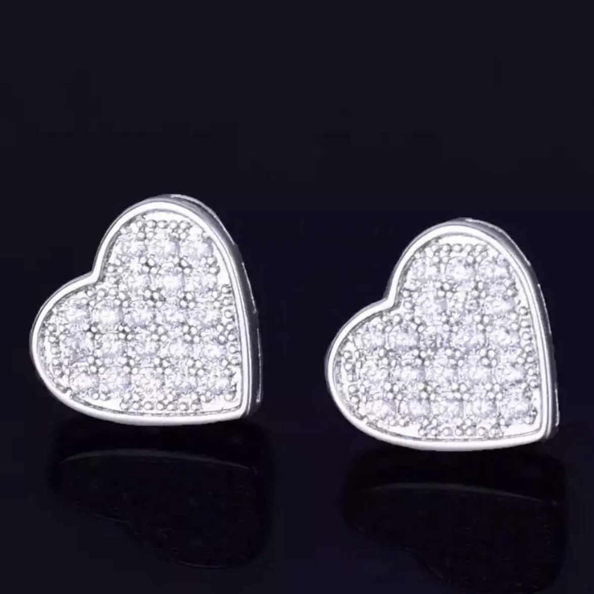 Diamond heart stud earrings