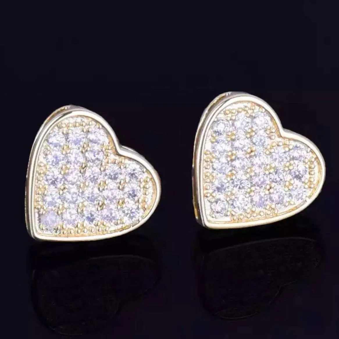 Diamond heart stud earrings