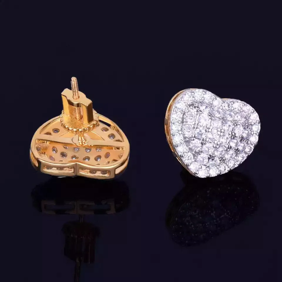 Diamond heart stud earrings