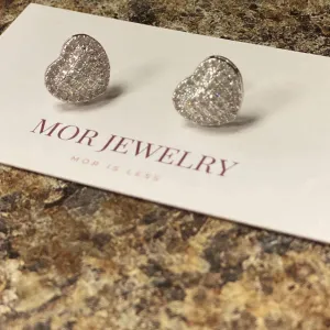Diamond heart stud earrings