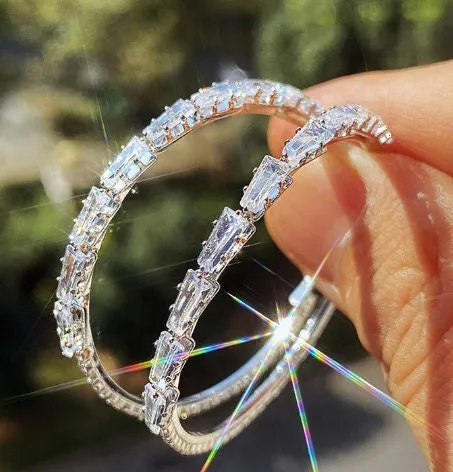 Diamond Hoop Earrings | Hoop Earrings | Womens Big Diamond Earrings | Hoop Earrings with Diamonds | Iced Out Earrings | Big Hoop Earrings