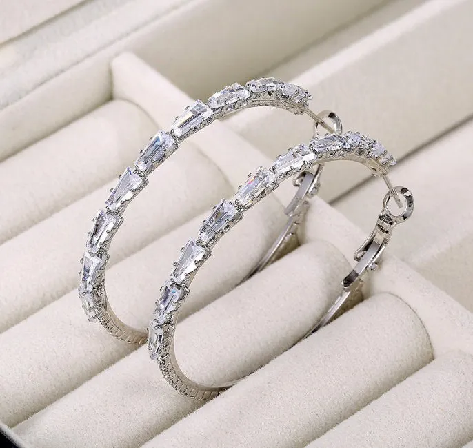 Diamond Hoop Earrings | Hoop Earrings | Womens Big Diamond Earrings | Hoop Earrings with Diamonds | Iced Out Earrings | Big Hoop Earrings