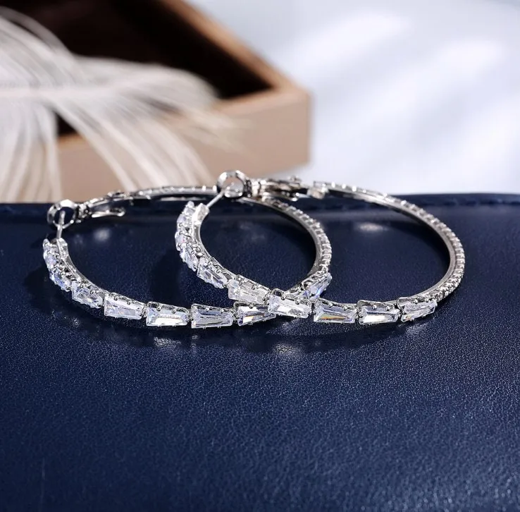 Diamond Hoop Earrings | Hoop Earrings | Womens Big Diamond Earrings | Hoop Earrings with Diamonds | Iced Out Earrings | Big Hoop Earrings