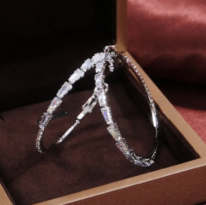 Diamond Hoop Earrings | Hoop Earrings | Womens Big Diamond Earrings | Hoop Earrings with Diamonds | Iced Out Earrings | Big Hoop Earrings