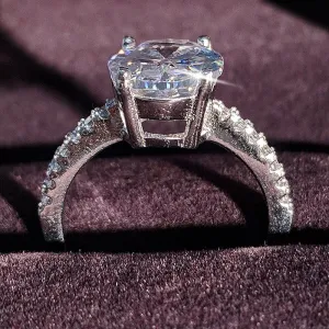 Diamond Oval Ring For Women 925 Solid Sterling Silver Wedding Jewelry