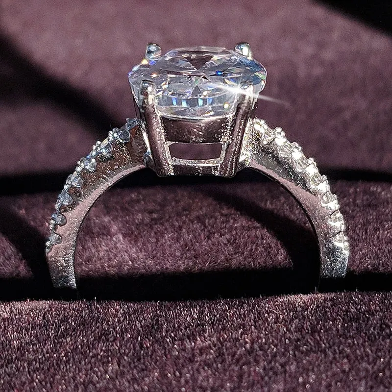 Diamond Oval Ring For Women 925 Solid Sterling Silver Wedding Jewelry