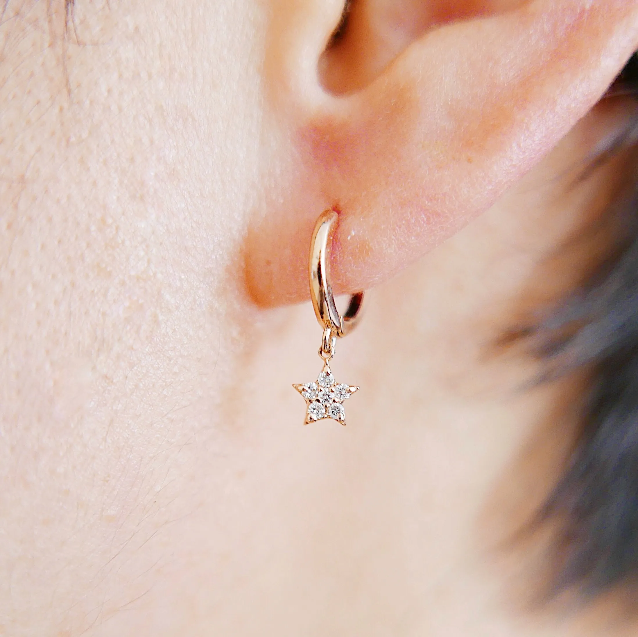 Diamond Star Charm Hoop