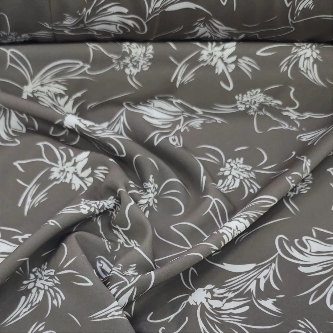 Digital Floral Fabiana Fabric Grey 150cm